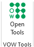 The ribbon button for opening VOW Tools.