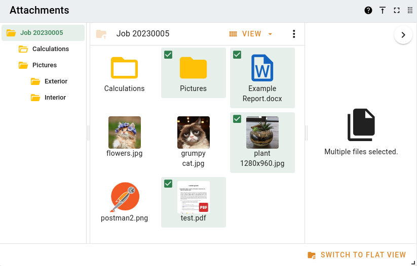 Highlighted attachments in the grid view