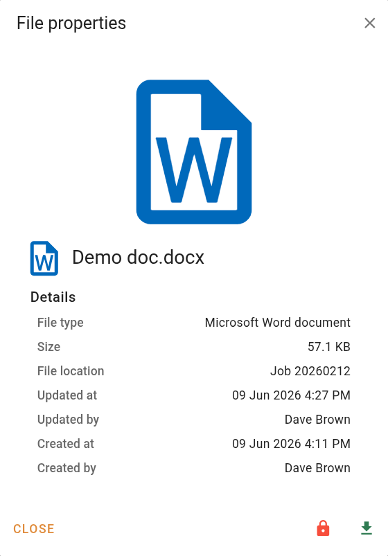 File properties dialog