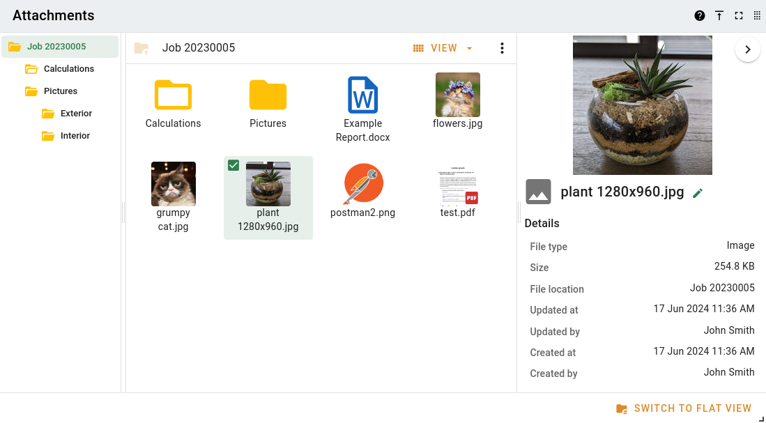Folder view grid view