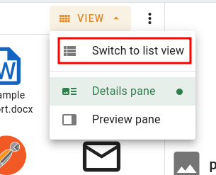 View menu options