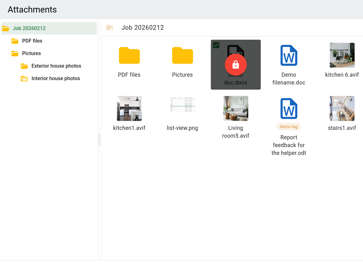 Folder view showing the directory tree on the left and the file pane on the right