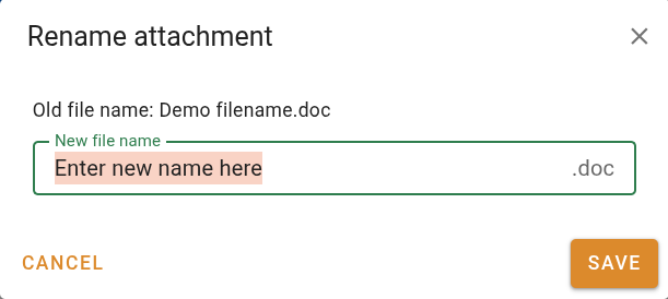 Rename attachment dialog