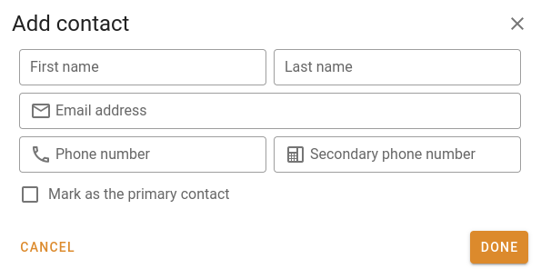 Adding a contact to a client