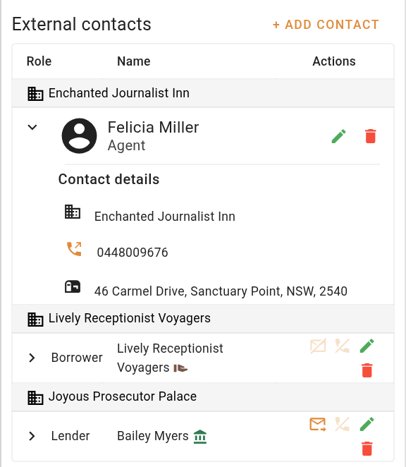 Expanded contact card