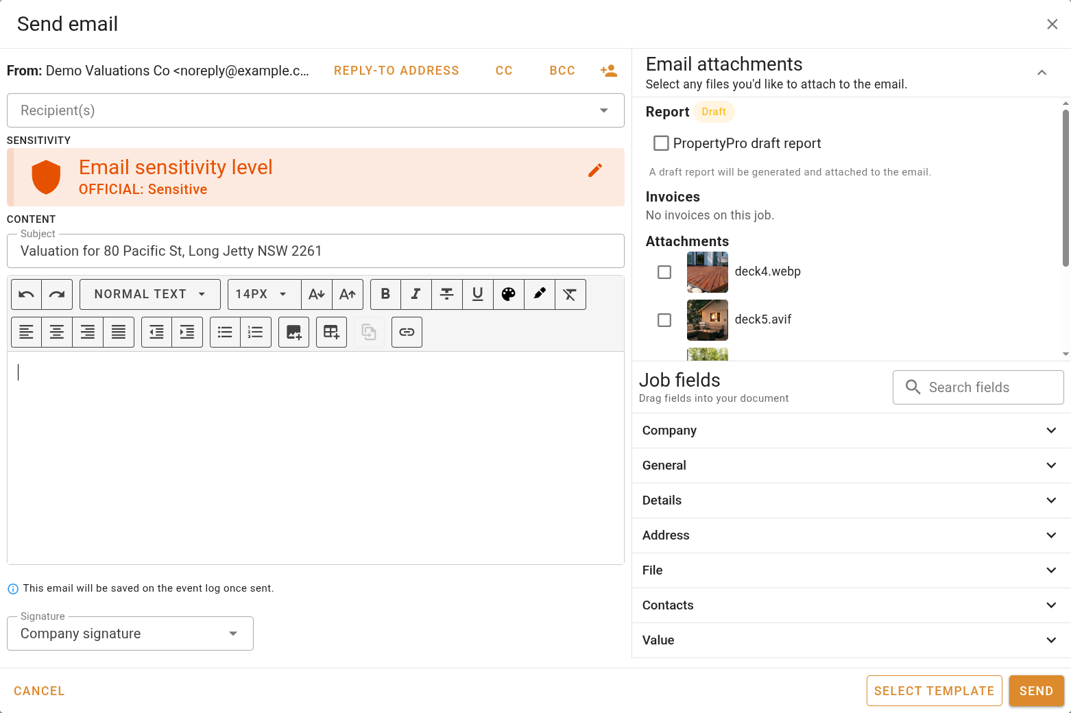 Send email composer