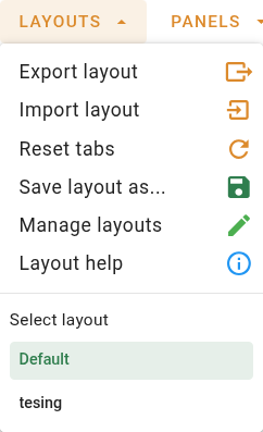 Layouts menu