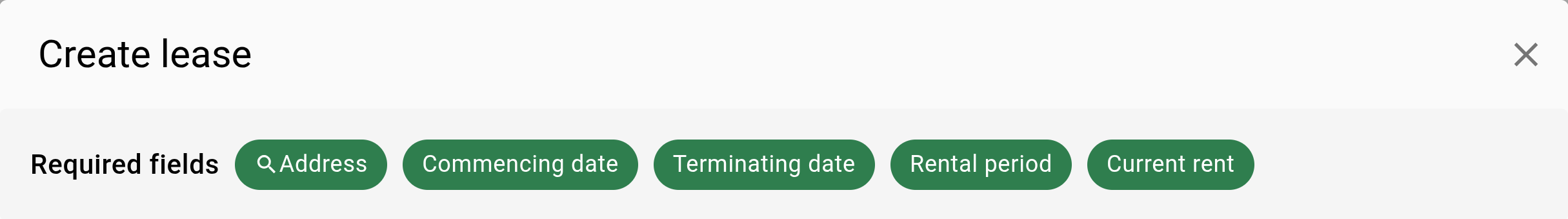 Create lease dialog
