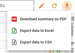 Export properties summary
