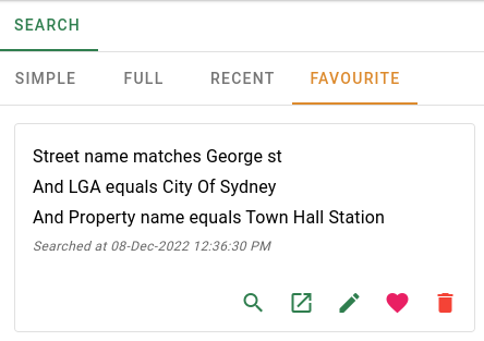 Favourite search