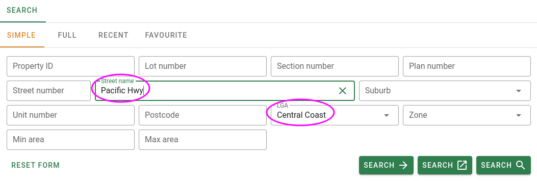 Property simple search example