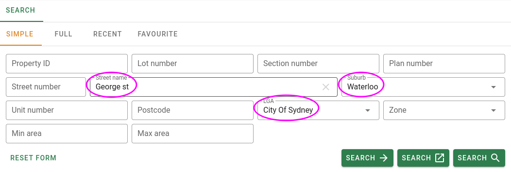 Property simple search example