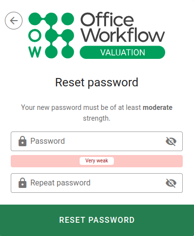 Password reset form