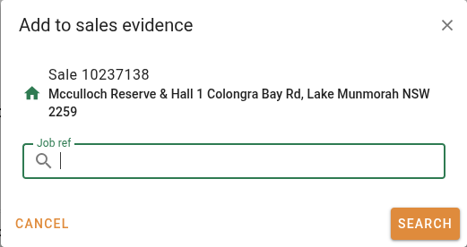 Add to sales evidence dialog