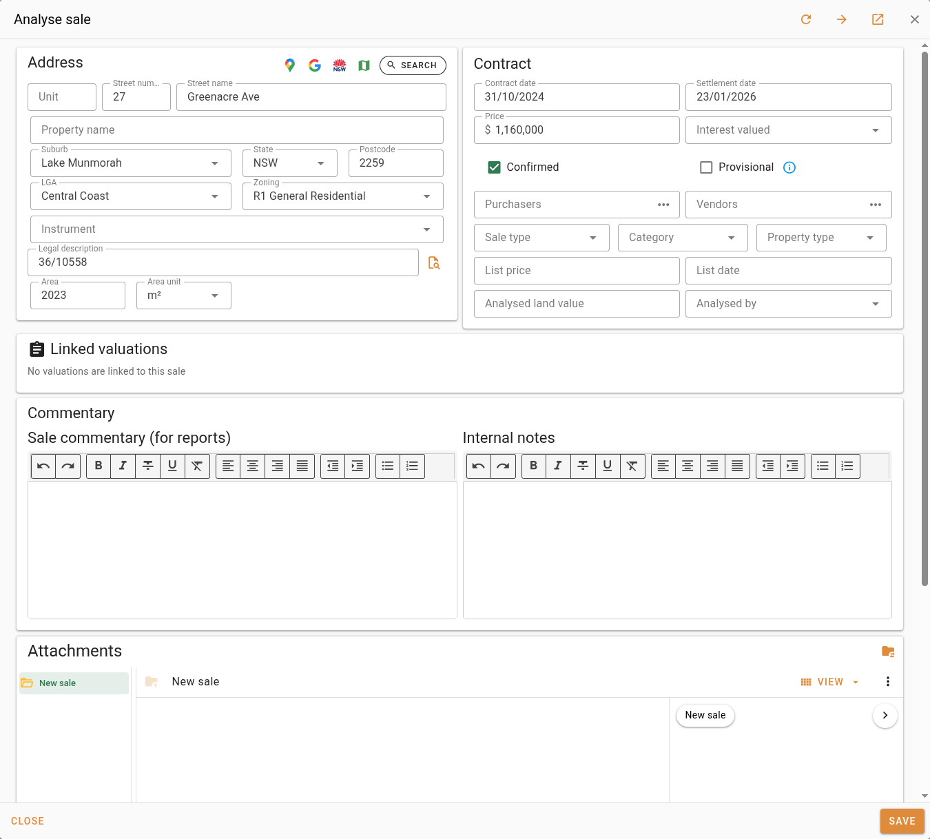 Analyse sale dialog