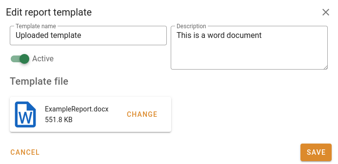 New uploaded report template