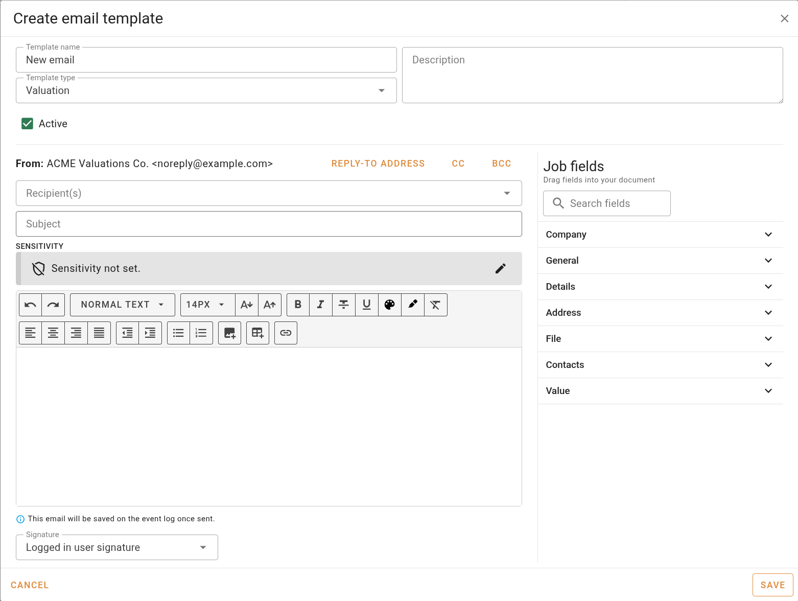 New email template