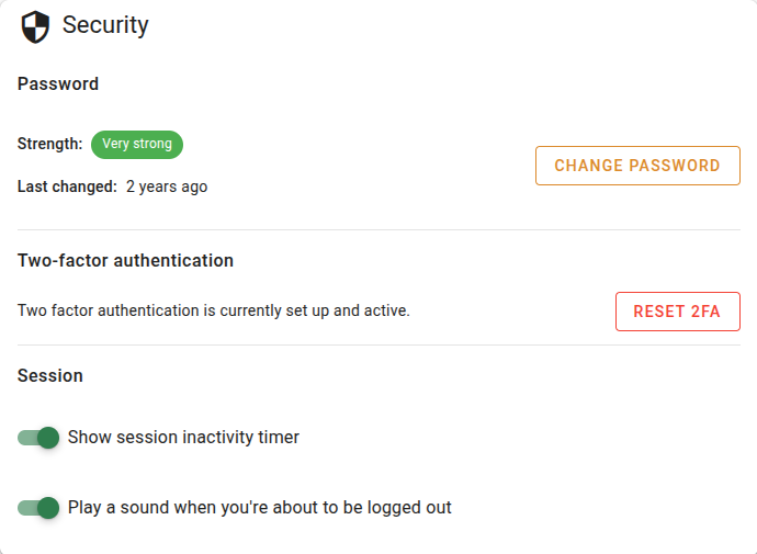 Security settings