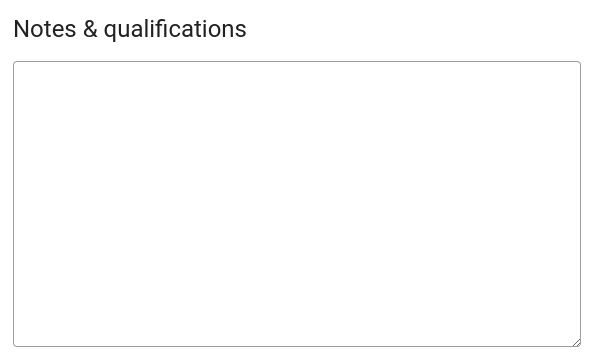 Notes and qualifications