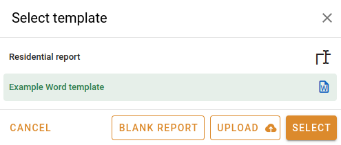 Choose report template