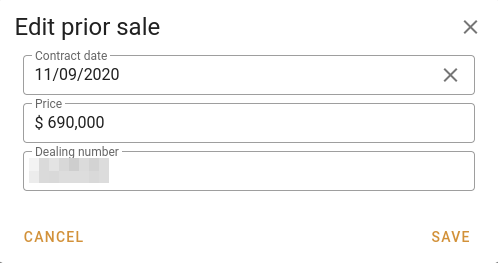 Edit prior sale