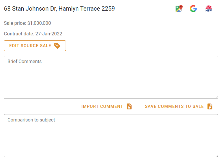 Supporting sale details