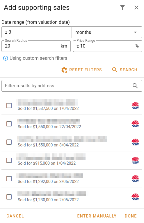 Select sales with filter showing