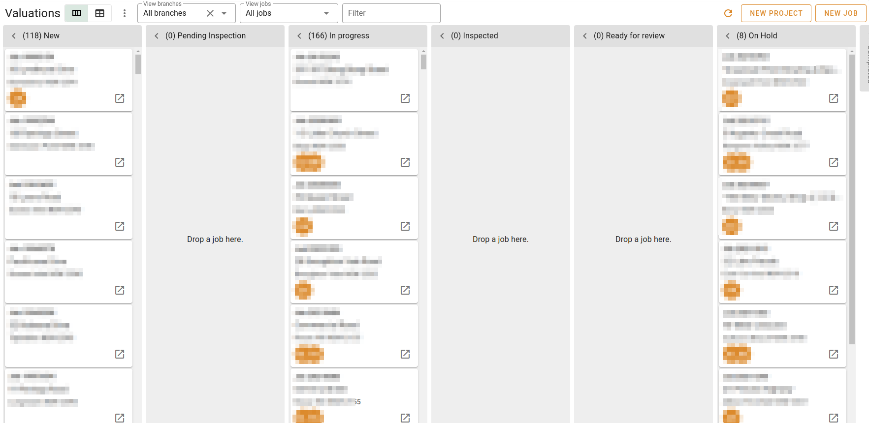 Snapshot of the valuation columns view