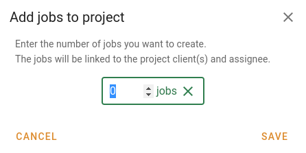 Add jobs to the project popup