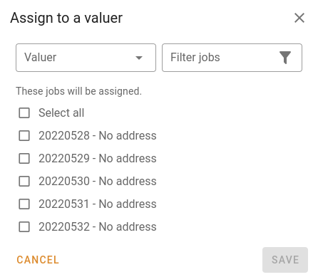 Edit project jobs popup